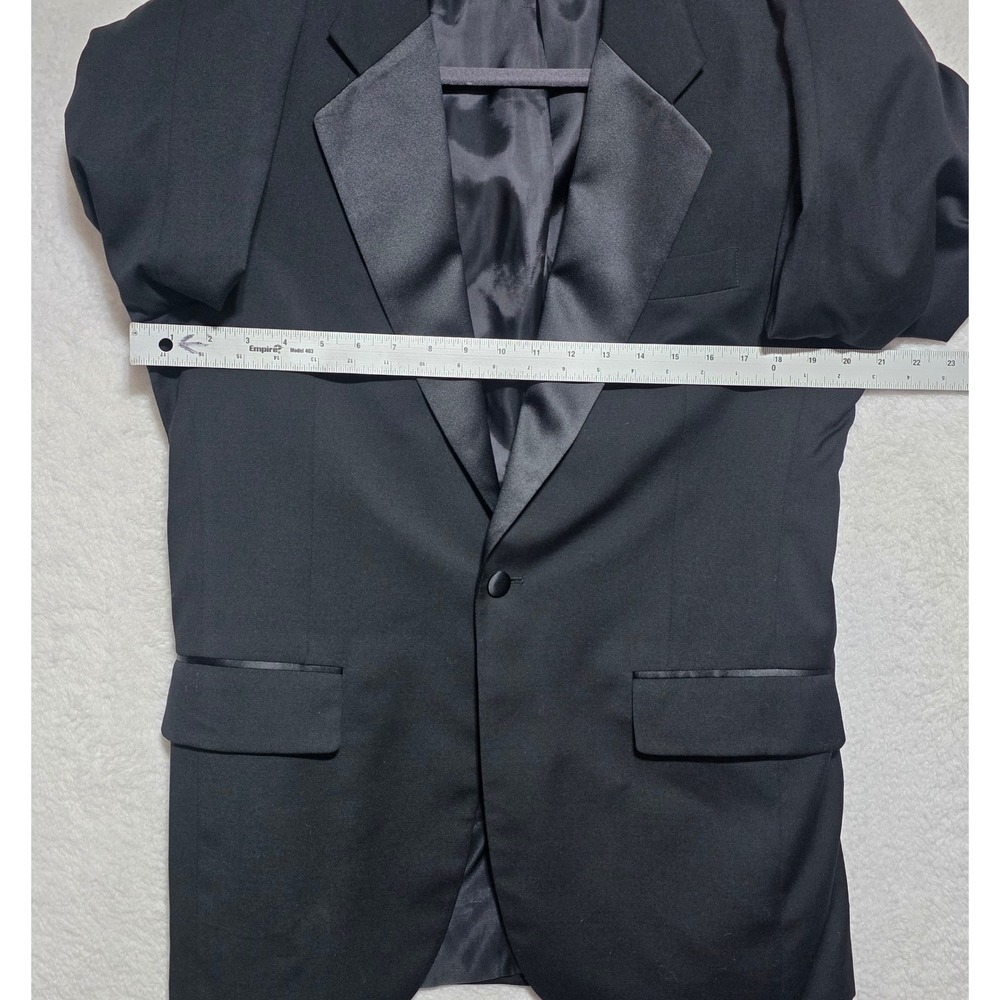 Jos A Bank Mens 38R Tuxedo Jacket Black 100% Wool Satin Peak Lapel Made in USA - Picture 10 of 13